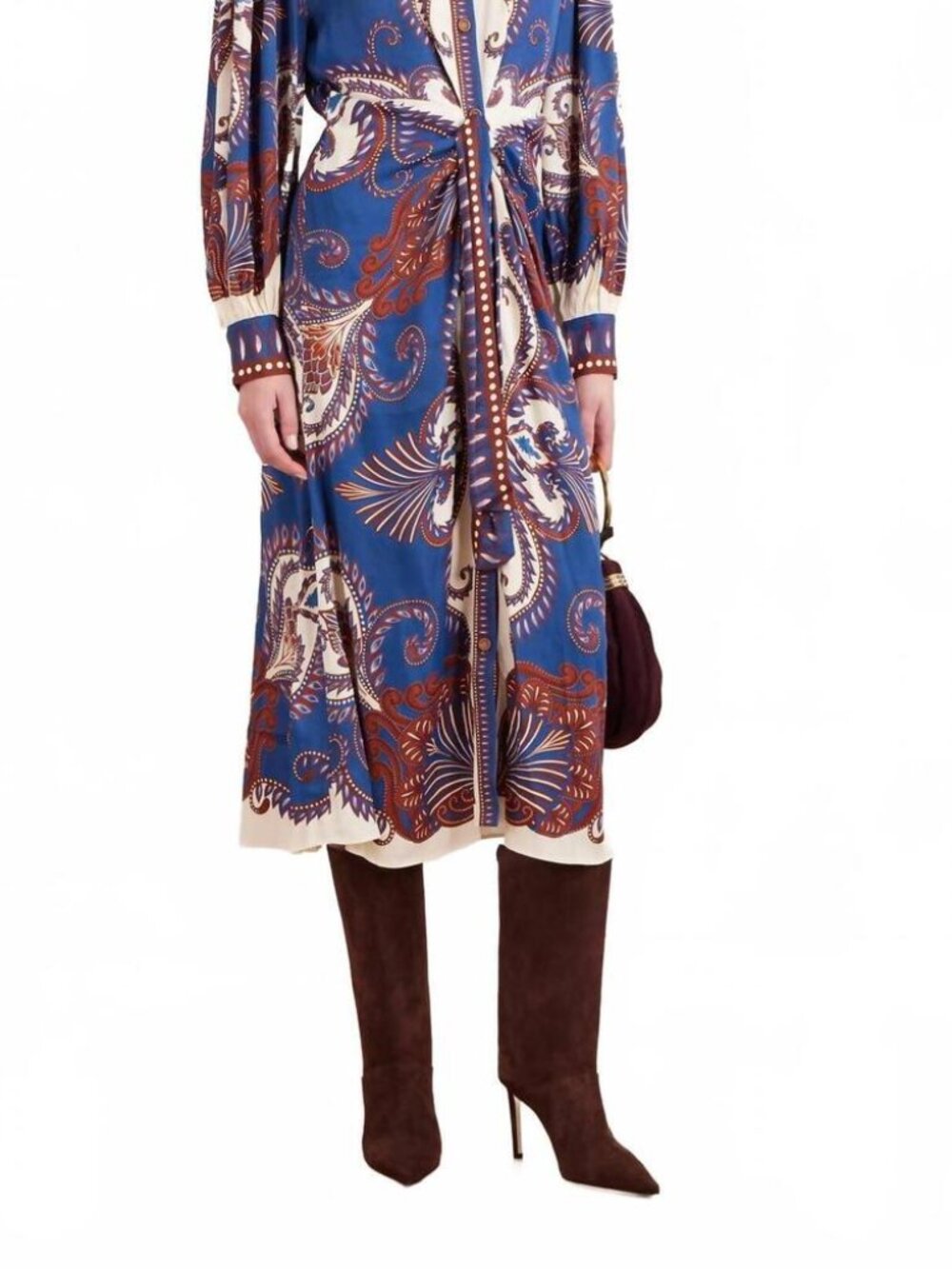 FARM RIO arabesque scarf midi dress in blue - Picture 8 of 9